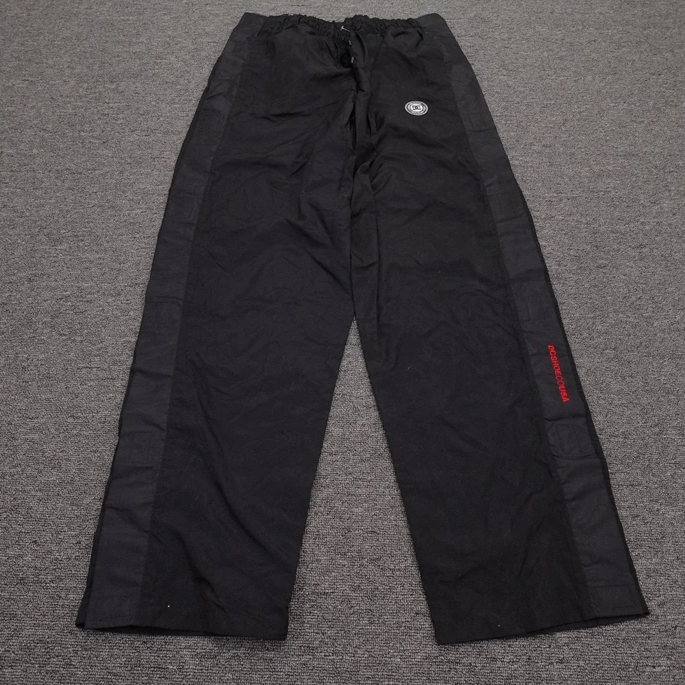 Vintage DC Shoes Skate Track Pants Mens Large 36x31 Black Tear Away DCSHOECOUSA